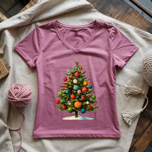 Yarn Christmas Tree Lady V-neck