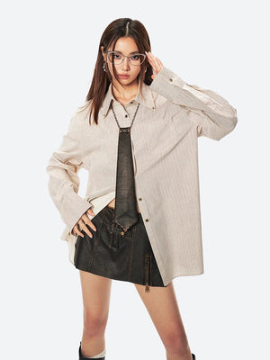 Grunge Faux Leather Slit Mini Skort