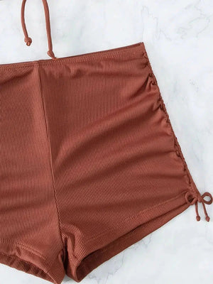 Halter Top & Swim Shorts Bikini Set