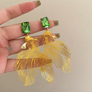 Koi Fish Green Stone Earrings
