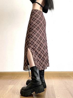 Plaid Midi Skirt