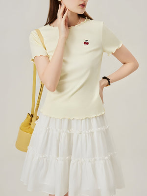 Soft Girl Cherry Lettuce Edge Tee