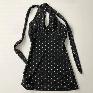 Y2K Halter Neck Polka Dot Top