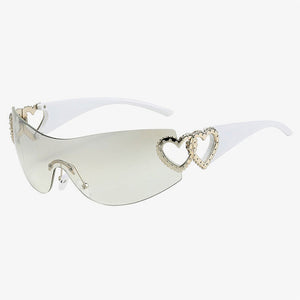Y2K Rhinestone Heart Sunglasses