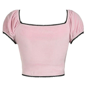 Coquette Bow Velvet Crop Top