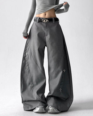 Grunge Aesthetic Cross Pendant Trousers