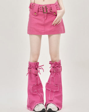Pink Y2K Mini Skirt & Leg Warmers Set