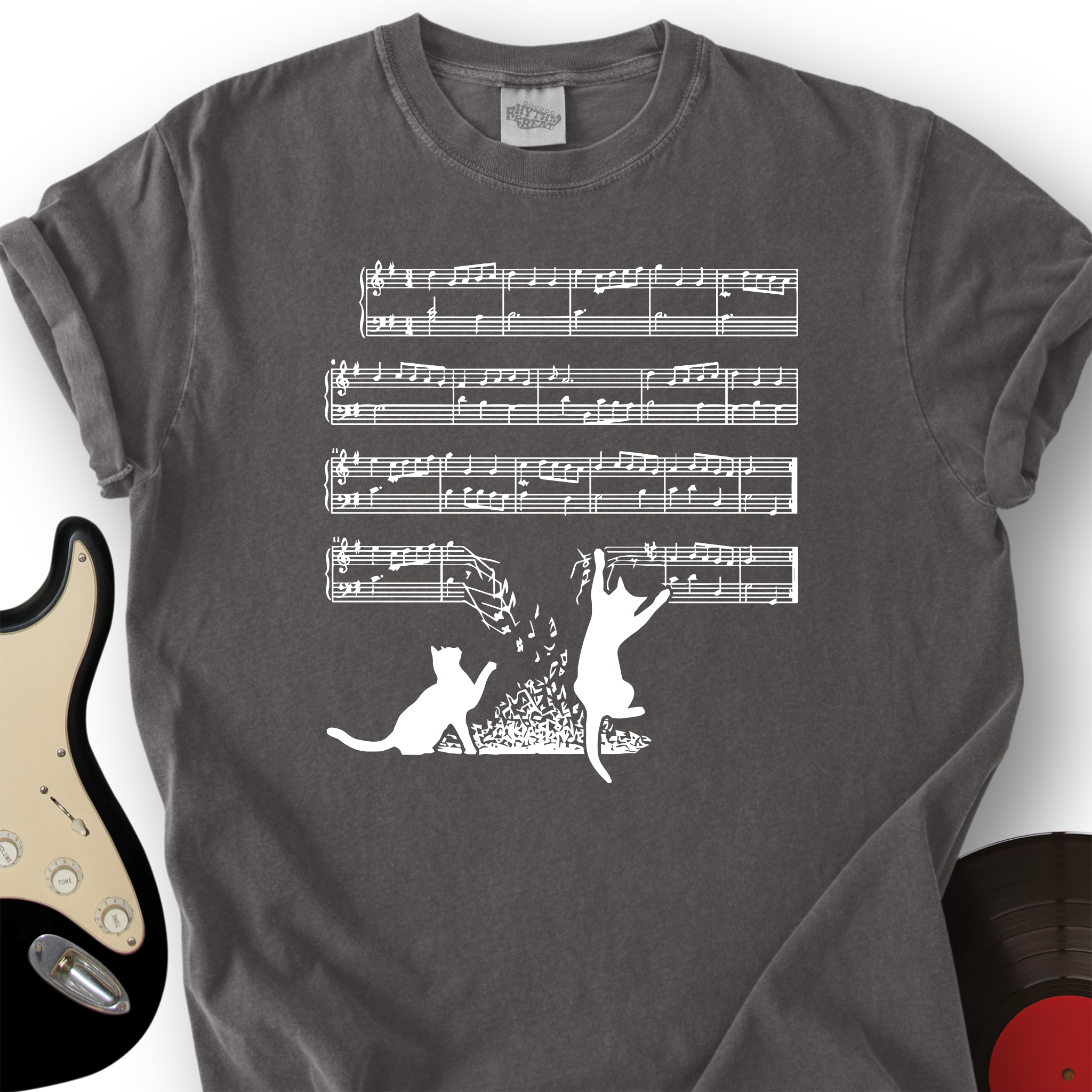Cat Music Sheet T-Shirt