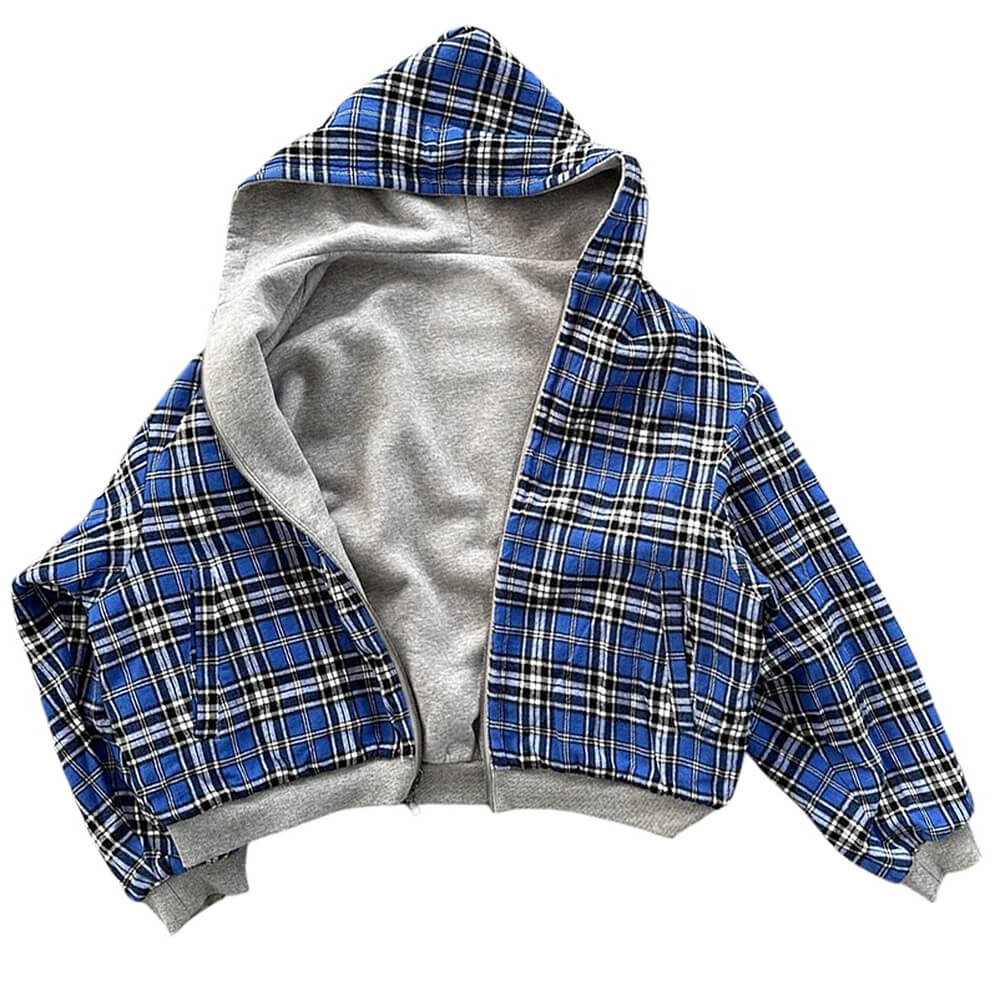90s Plaid Reversible Hooded Jacket