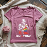 Knight Knitting Lady V-neck