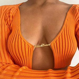 Baddie Knitted Open Front Crop Top