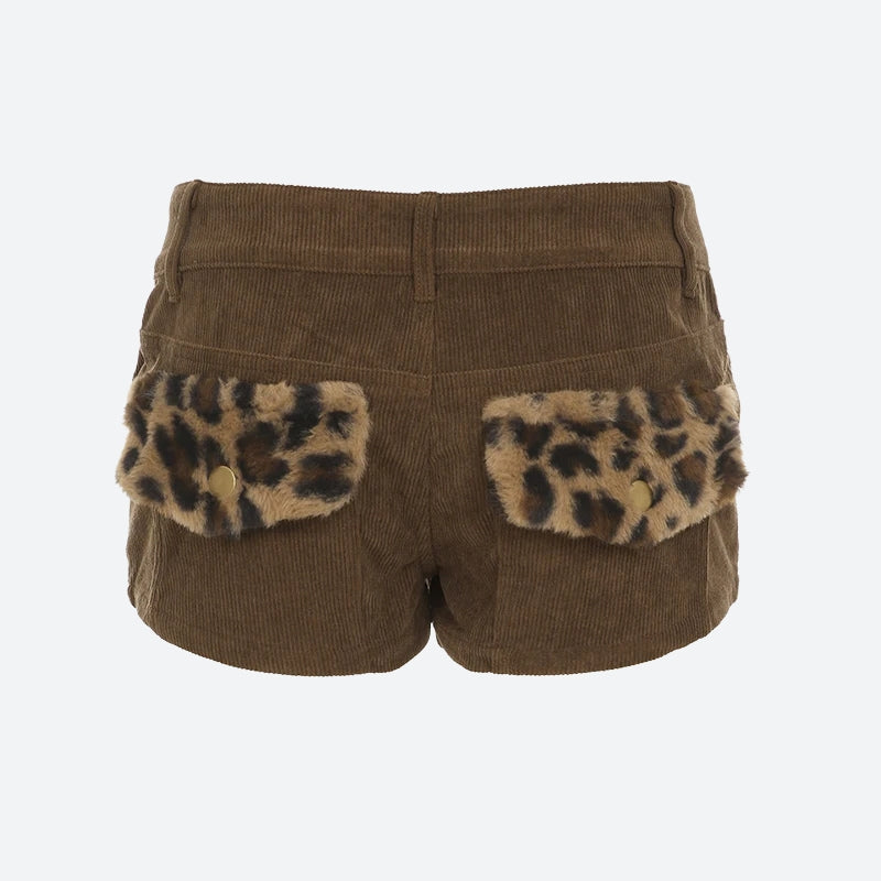 Baddie Leopard Corduroy Shorts