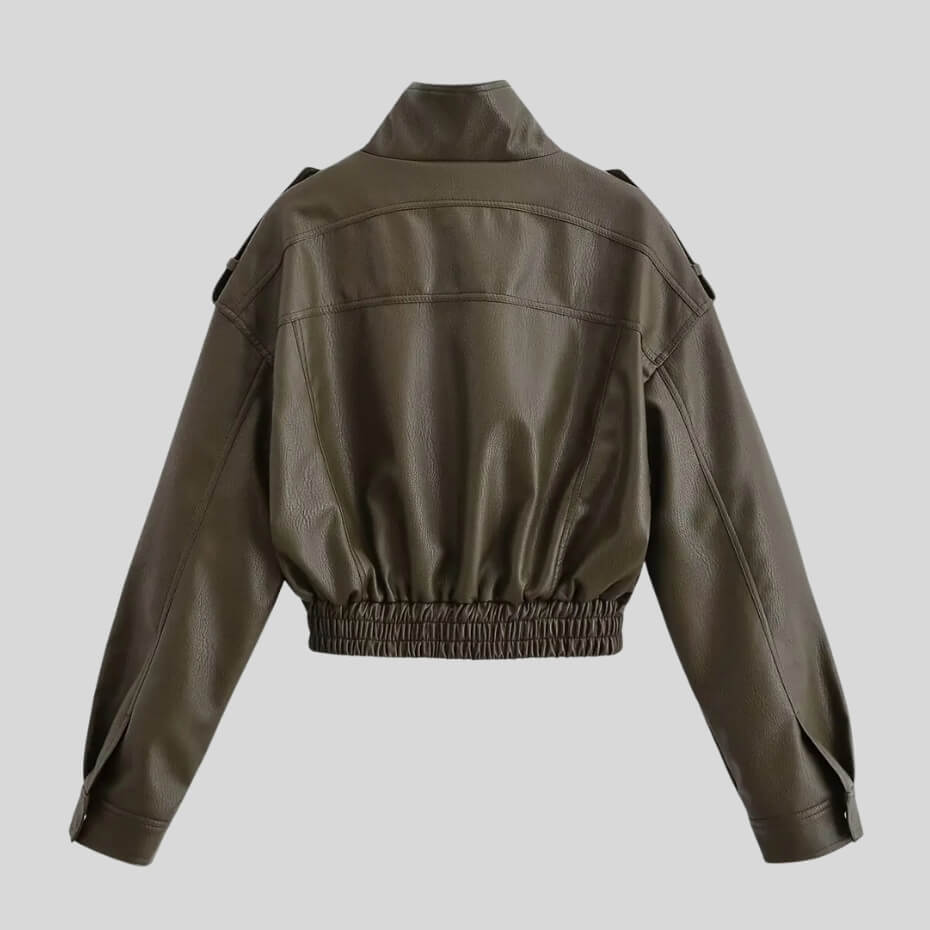 Cropped Faux Leather Jacket