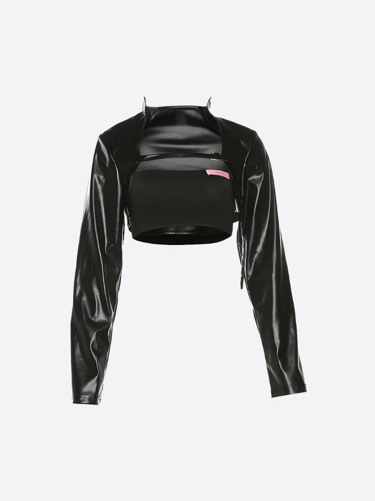 Cyberpunk Faux Leather Crop Jacket