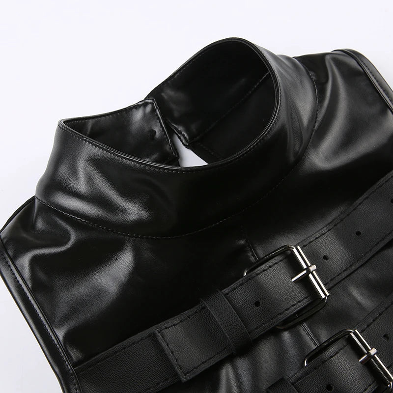 Cyberpunk Faux Leather Crop Top