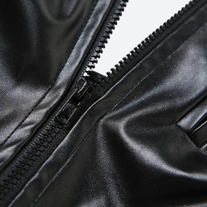 Cyberpunk Faux Leather Zip Up Top