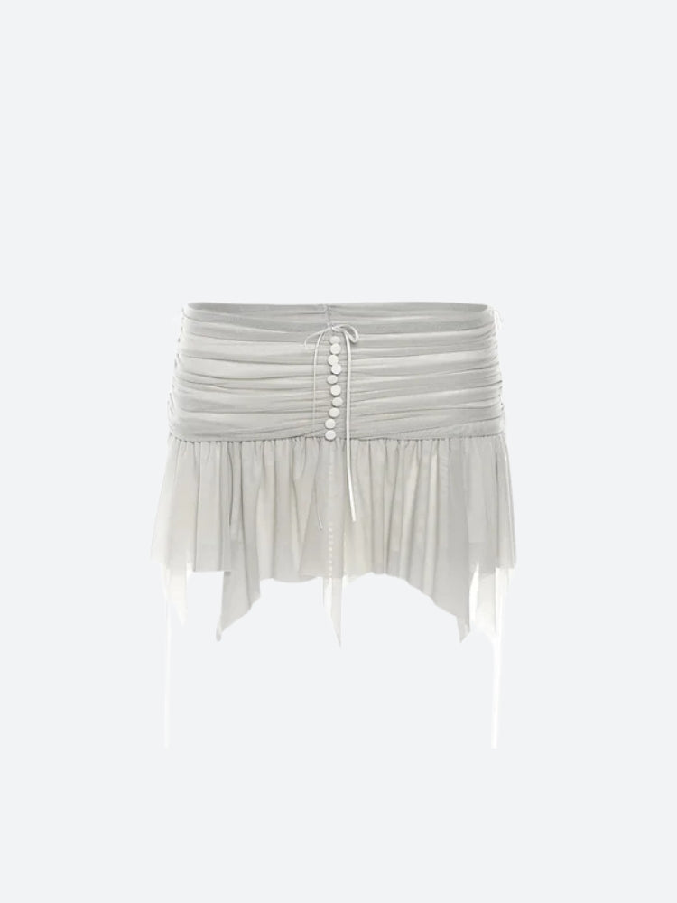 Fairycore Mesh Ruffled Top & Mini Skirt Two Piece Set