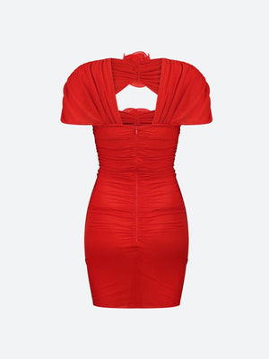 Floral Cut Out Mesh Mini Dress