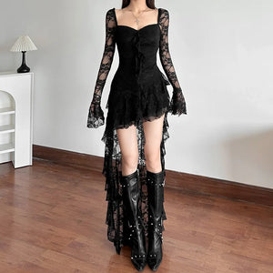 Goth Lace Mullet Mini Dress