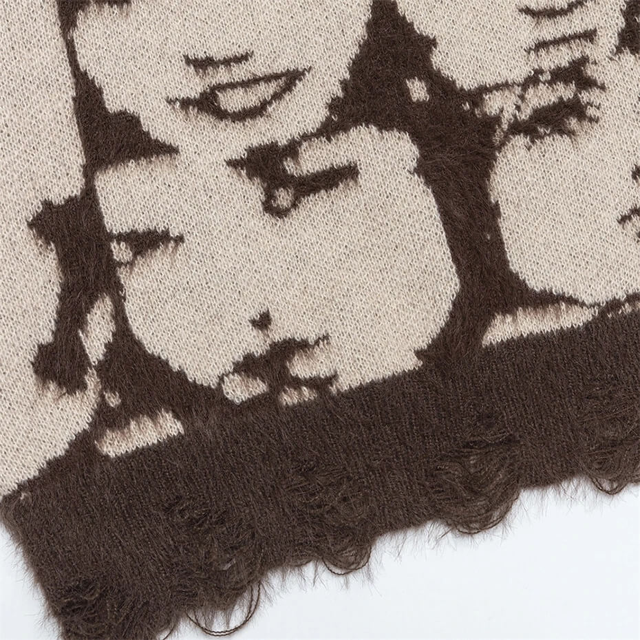 Grunge Face Pullover Sweater