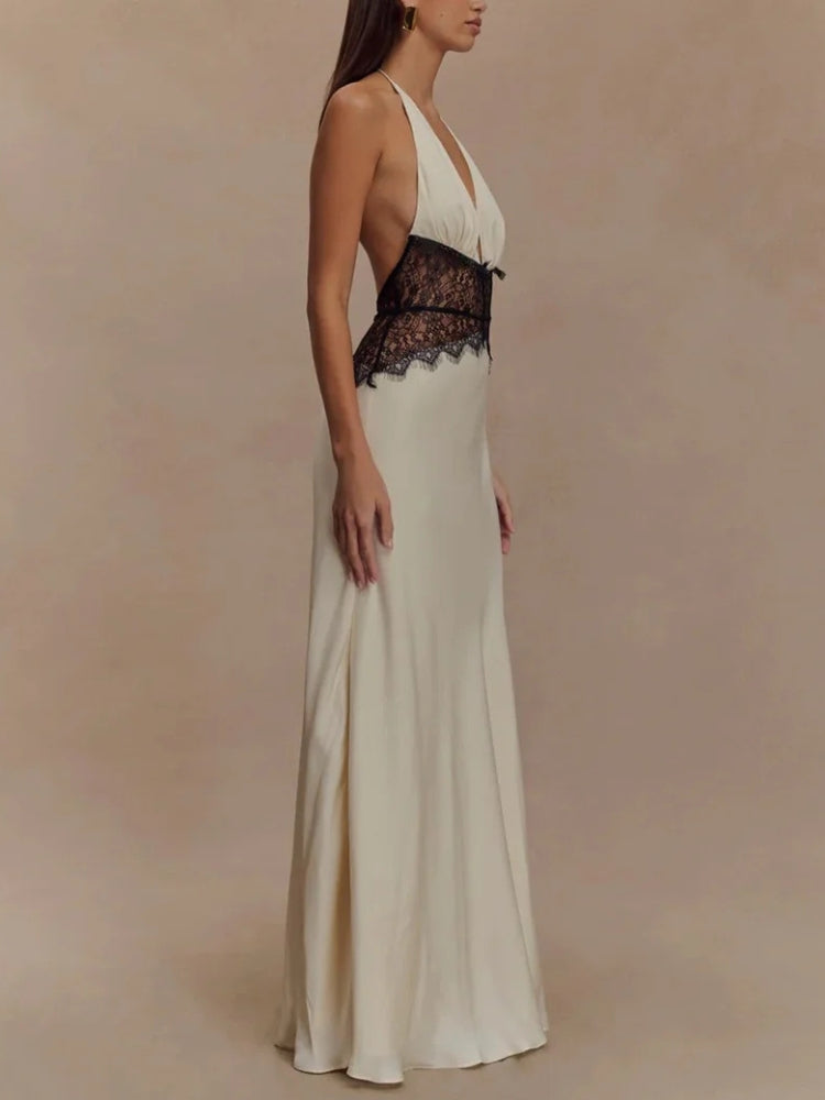Halter Neck Backless Maxi Dress