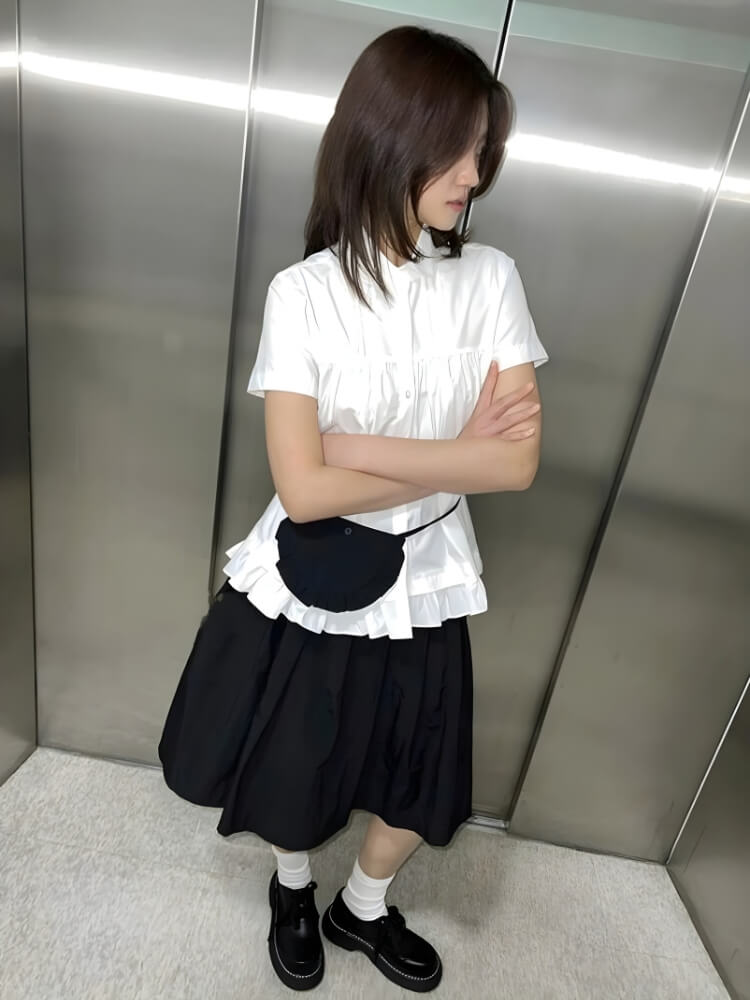 Pleated Pocket Midi Skirt