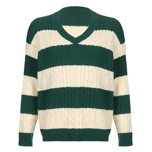 Preppy Girl Striped Jumper