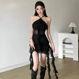 Ruffled Halter Neck Mini Dress