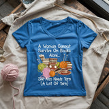 Books & Yarn Lover Lady V-neck