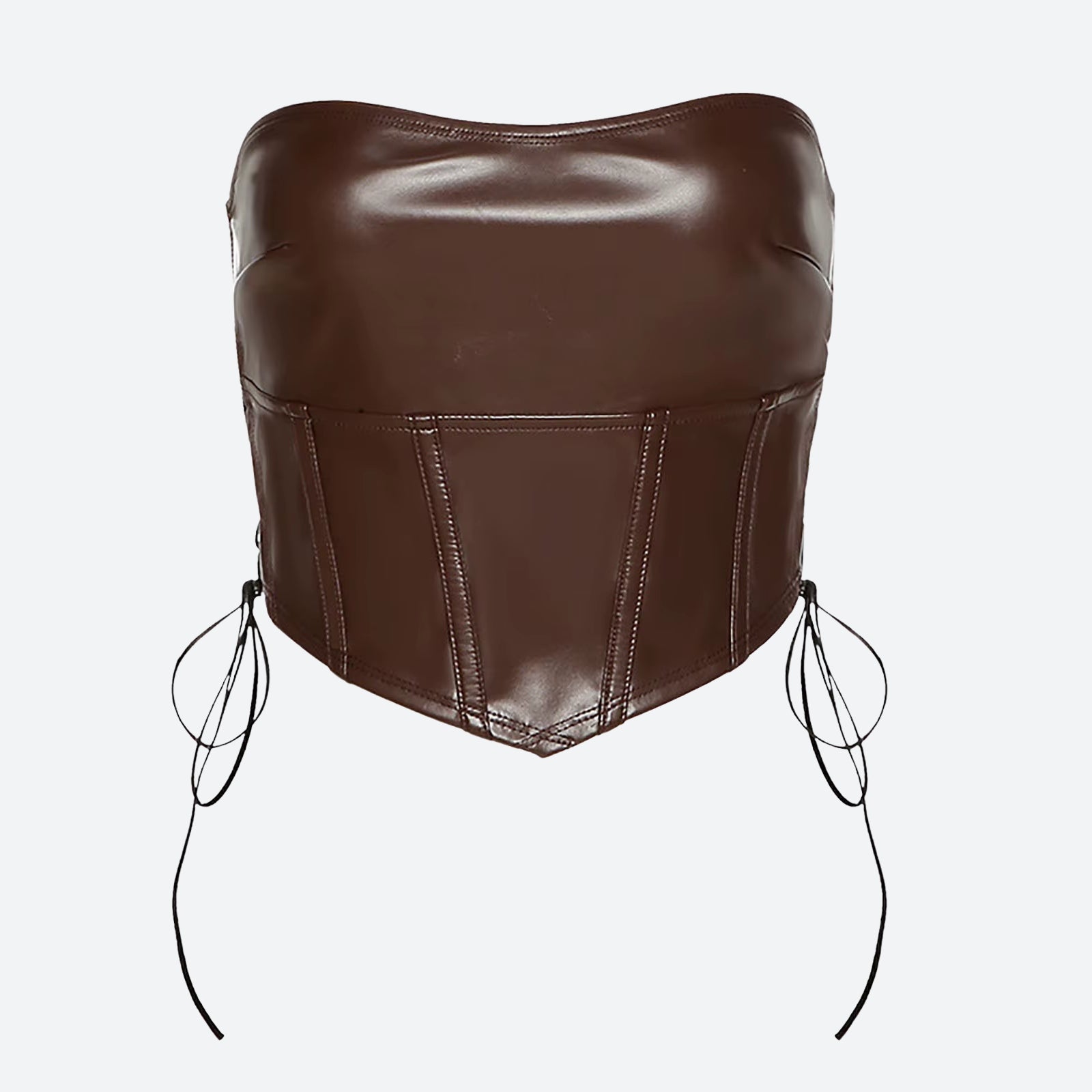 Strapless Faux Leather Crop Top