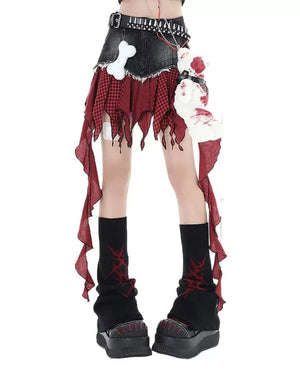 Punk Rock Layered Patchwork Skirt