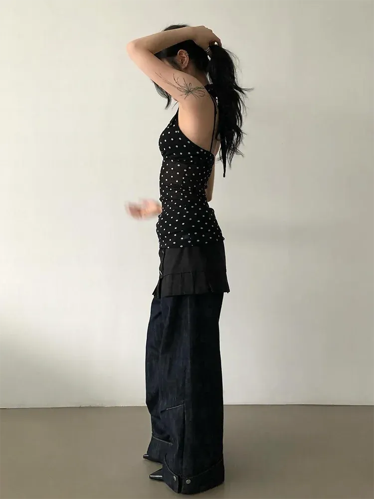 Y2K Halter Neck Polka Dot Top