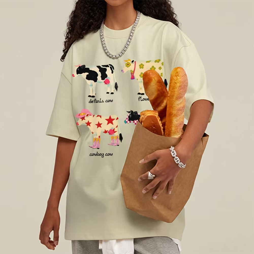 Indie Aesthetic Cow Graphic T-Shirt