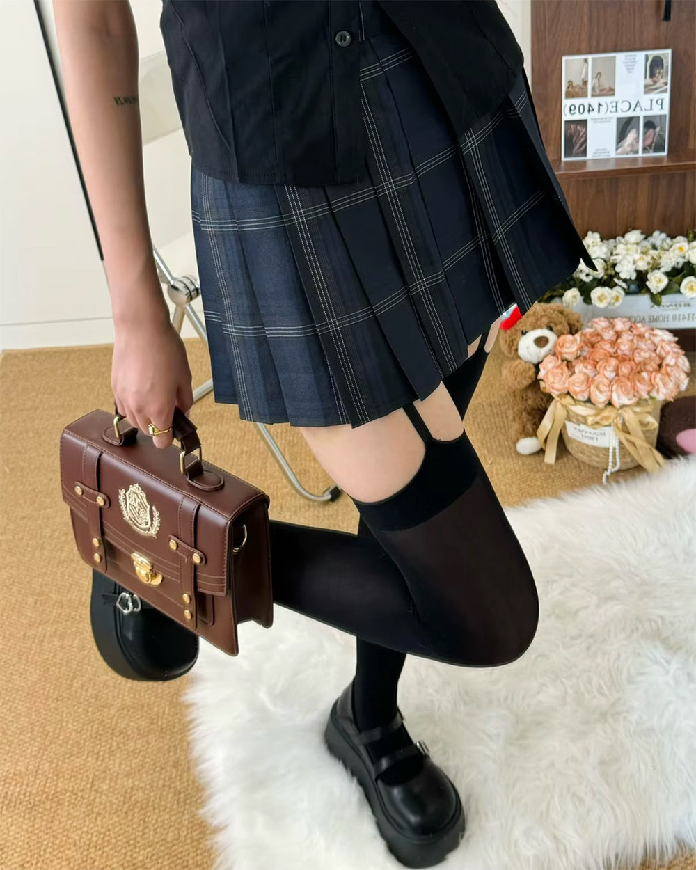 High School Crush Suspender Tights