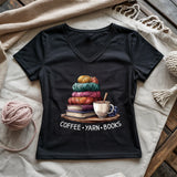Coffee Yarn Books Lady V-neck