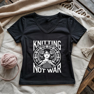 Knitting Not War Lady V-neck