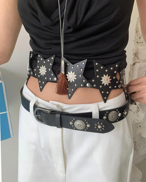 Black Star Studded Boho Belt