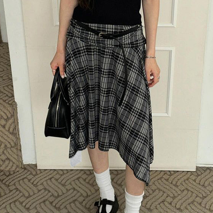 Blokette Asymmetrical Plaid Skirt