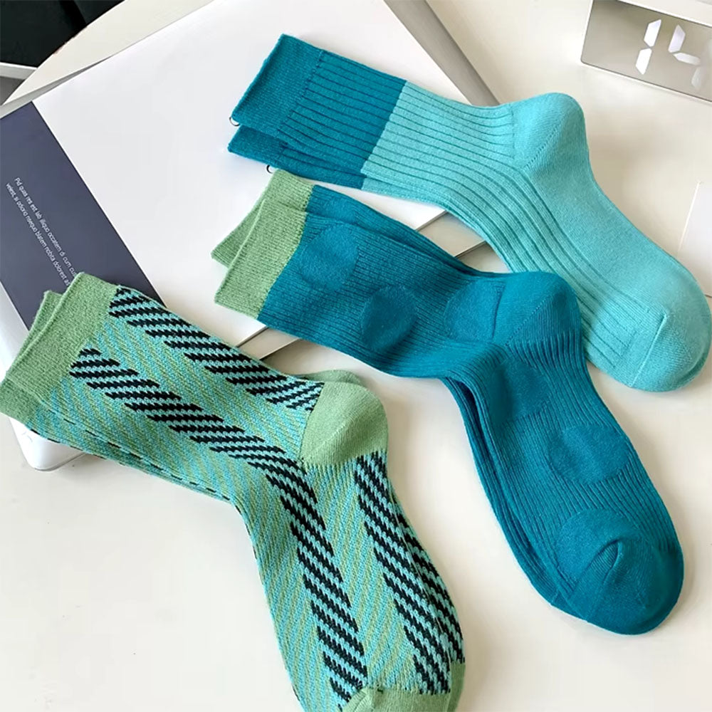 Blue & Green Patterned Socks