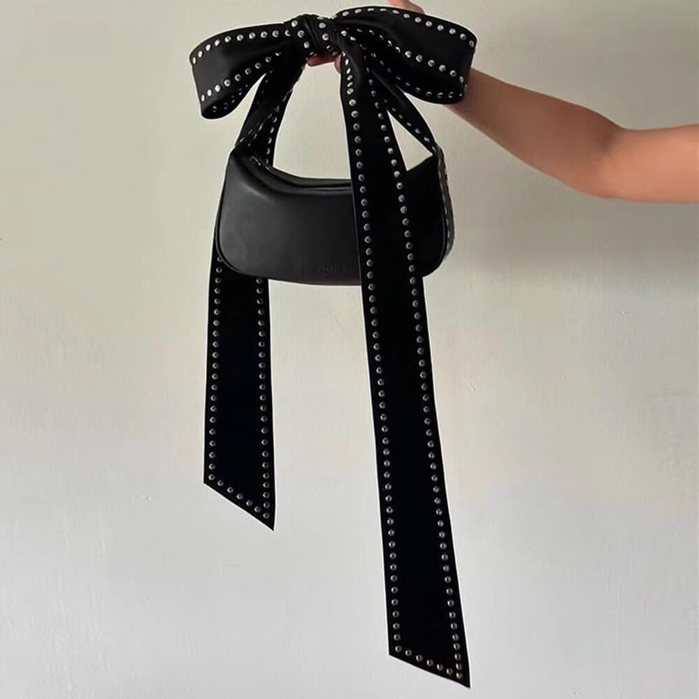 Bowknot Studded Shoulder Bag