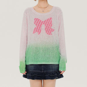 Bowknot Gradient Knit Pullover