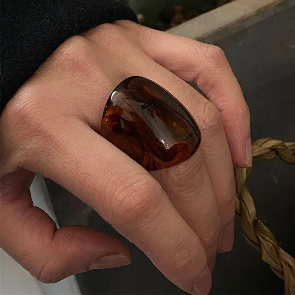 Brown Chunky Resin Ring