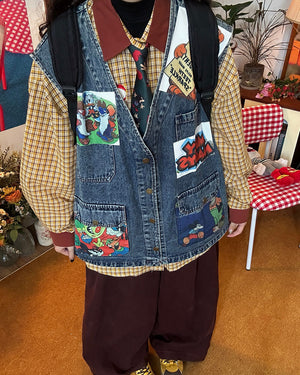 Cartoon Patches 90s Denim Vest