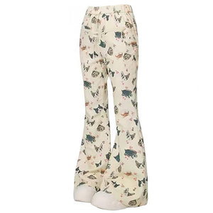 Cat Print Graphic Pants