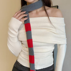 Colorblock 90s Style Knit Scarf