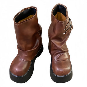 Forbidden Girlfriend Double Buckle Boots