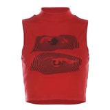 Grunge Aesthetic Eyes Print Crop Top