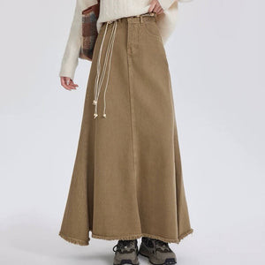 Fairy Grunge Denim Maxi Skirt