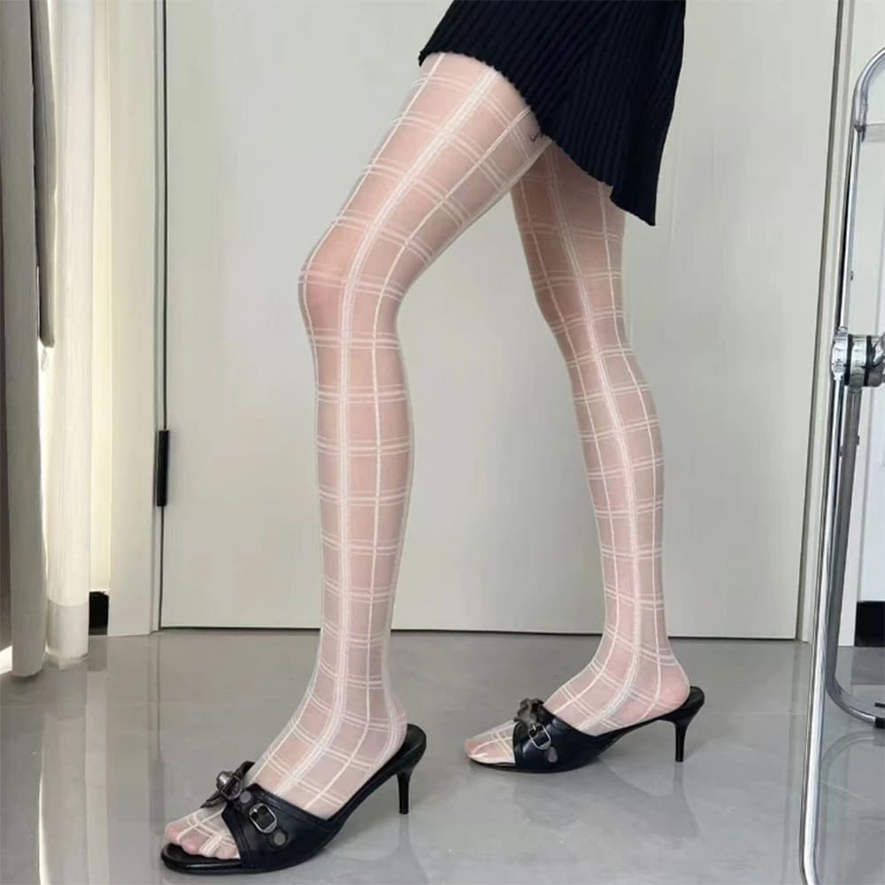 Grid Pattern Sheer Tights