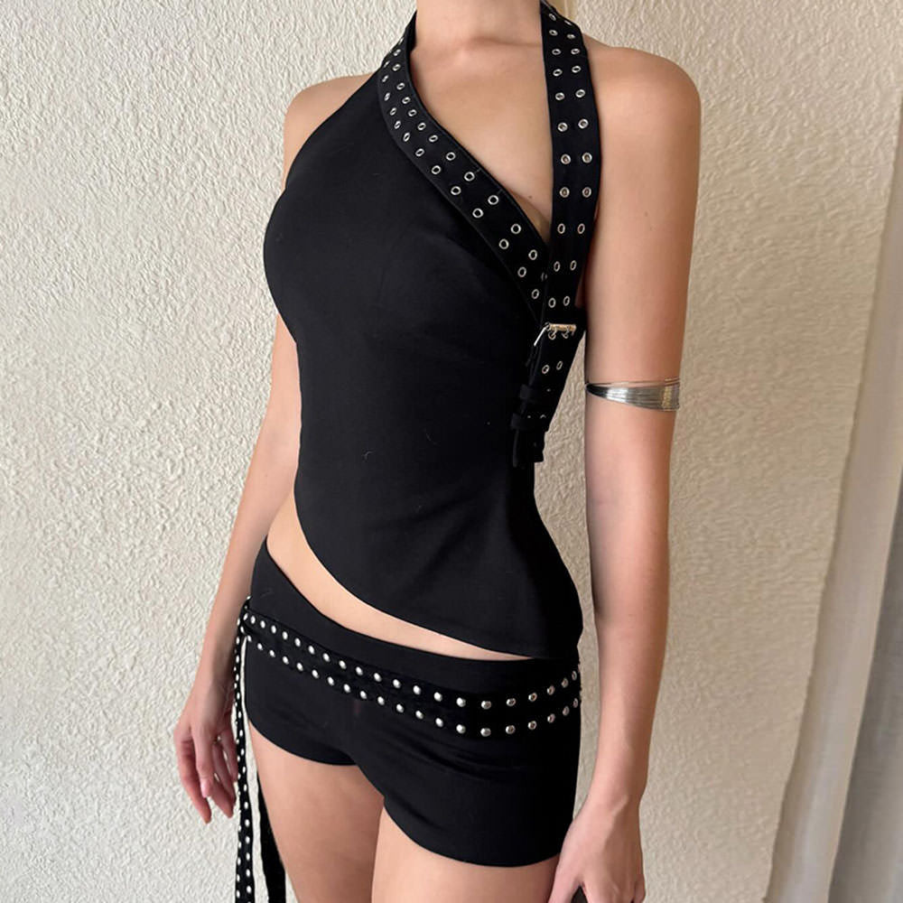 Grunge Asymmetric Top & Mini Shorts Co-Ord